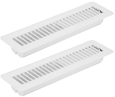 PATIKIL 12 X 2 Pulgadas Rejilla de Suelo, 2 Piezas Cubierta de Ventilación de Aire Resistente de Acero Ajustable Decorativa Rejillas de Suelo Fáciles de Ajustar, Blanco
