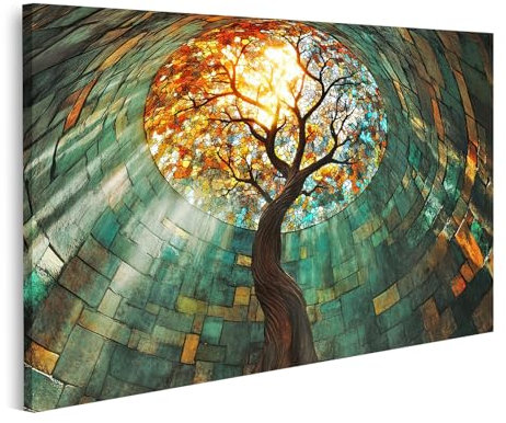 islandburner Quadro su tela albero della vita in cupola di vetro colorato per soggiorno amanti dell'arte galleria immagini poster