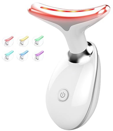 Red-Light-Therapy-for-Face and Neck, Red Light Therapy Wand, 7 Color Led Face Neck Massager for Skin Care (White)