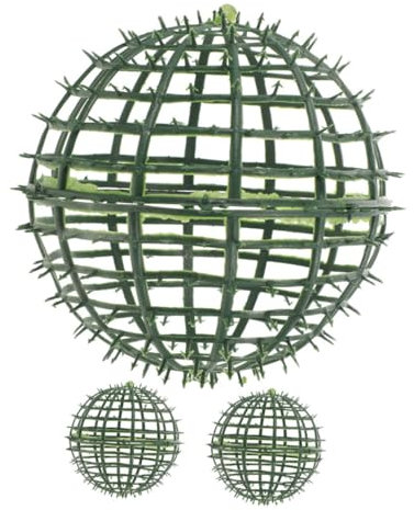 RORPOIR 3St Blumenarrangement Blumenkorbständer kleine Formschnittkugeln Faux buchsbaum Kugel Blumenball Halter Topiary Ball Rahmen Grünkugeldekoration Grasrahmengestell Plastik Green