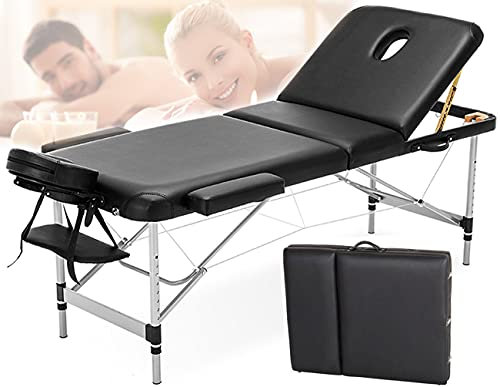 MOKLYF Verstellbare Massageliege mit Tragetasche, 3-Fach klappbar, 70 cm breit, Aluminium-Couch, Schönheitsbehandlung, Wachsliege(