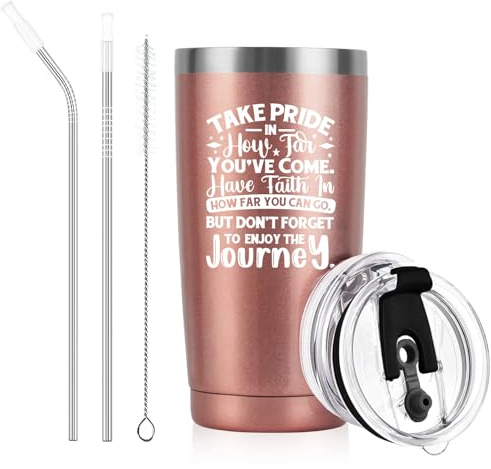 Livole Inspirational Words Gift, Graduation Presents for Daughter, Friends, Students, Take Pride in How Far You've Come, Congratulation Gifts for Girls, Her, 20oz Travel Coffee Mug, Tumbler
