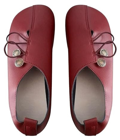Zapatos de piel para mujer, elegantes, planos, deslizantes, cómodos, para negocios, para el tiempo libre, de un solo color, para caminar, zapatos de mujer, rojo, 41 EU