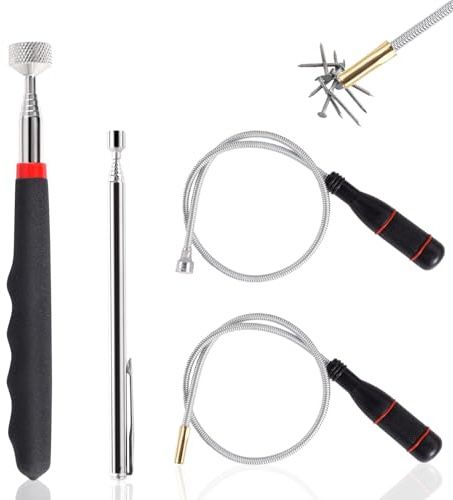 4 Pièces Aimant Telescopique, 60CM Magnétiques Télescopiques, Outil de Ramassage Magnétique Flexible Tige Aimant Mecanique pour Récupérer Petites Pièces,Clés,Pièces Automobiles(1.5 LB 3 LB 5 LB 15 LB)