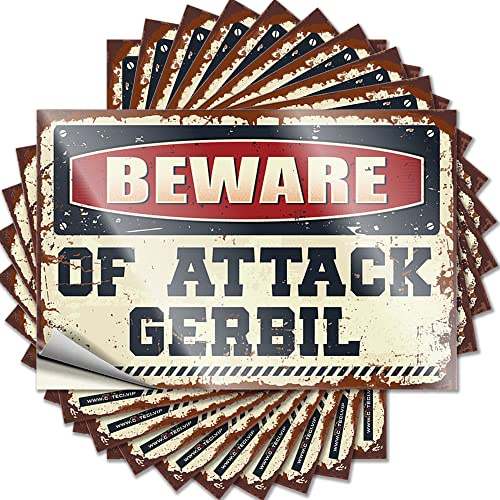 Adesivi per auto Beware of Attack Gerbil, adesivi divertenti 10 pezzi decalcomanie per auto accessori auto (6 x 9 cm)