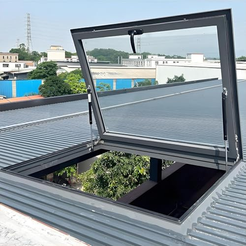 Ventanas De Techo Con Película Solar Y Guantes, Claraboya Para Techo Plano E Inclinado, Ventana De Aluminio Para Ático, Personalizable Para Garaje, Sótano, Ático Y Habitaciones Oscuras(LxW 75x65cm/29.