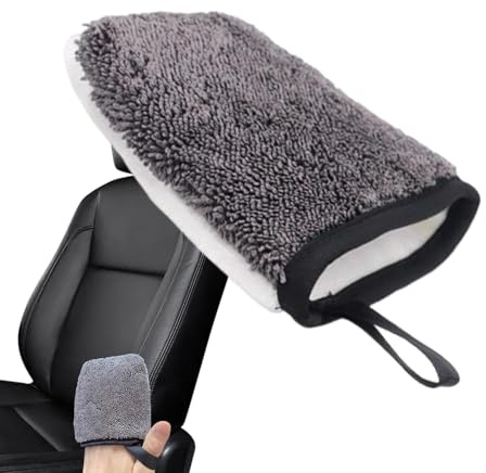 Guanti per il lavaggio, guanti per auto, cuscinetti neri per la pulizia, consistenza morbida, costruzione portatile per sedili in pelle, interni auto, pannelli delle portiere, aree del cruscotto