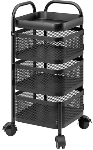 Cesto di frutta rotante da cucina Scaffale portaoggetti quadrato Trolley Multitier Organizzatore di verdure Pratico scaffale per patate e cucina Soluzione salvaspazio per prodotti freschi