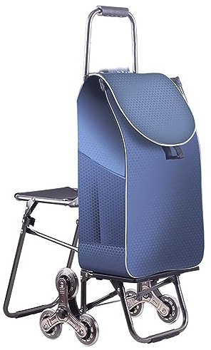 Collapsible Stair Climber Trolley with Seat - Portable 6-Wheel Hand Truck Foldable & Multi-Functional Waterproof Cover for Easy Transport & Enhanced Stability