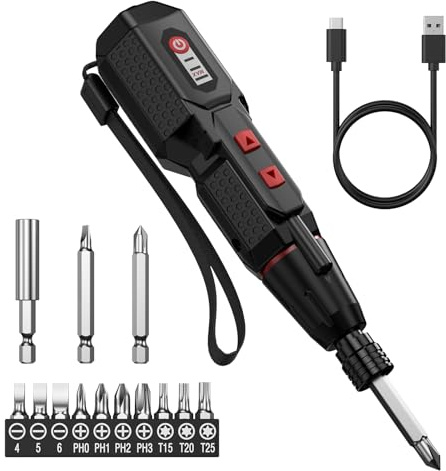 Ankilo Electric Screwdriver Set, 4.2V Rechargeable Cordless Screwdriver Set | Magnetic Repair Tool Kit with 3 Torque Settings, Dual LED Lights with USB Cable for Home Office DIY Tools
