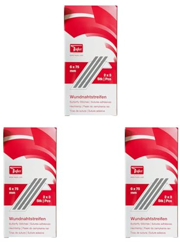 Teqler Wundnahtstreifen 6 x 75 mm (Packung mit 3)