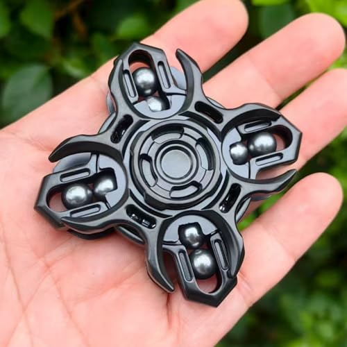 T-Conceal EDC Fidget Slider, Stimmgabel-Fingerspitzenkreisel, Stressabbau-Spielzeug für Erwachsene, fördert Konzentration und Entspannung, Lange Drehzeit, magnetisches Metallspielzeug (Schwarz)