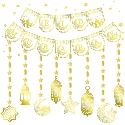 Ramadan Deko Eid Mubarak Dekoration Ramadan Mubarak Dekoration Ramazan Deko Gold Eid Wanddeko Banner Set Ramazan Süsleri Bajram Mubarek Decoration Banner Schmuck Ramadandeko