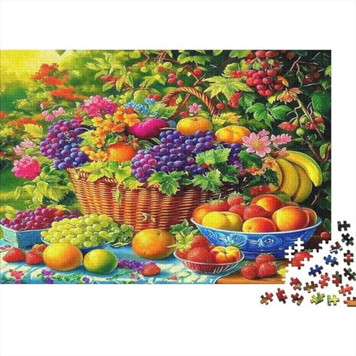 Obstpuzzle aus recyceltem Papier, Obstkorb mit Einer Schale, für gemeinsame Familienabende beim Spiel und bei Treffen, 38x26cm/1000 Teile