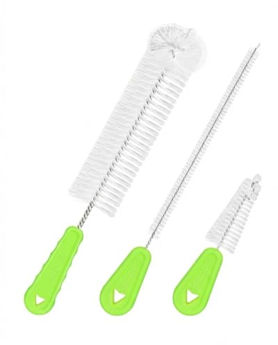 3-in-1 Bottle Cleaning Brush Set,Green Multipurpose Long Handle Brushes Water Bottle Cleaners Brush for Reusable Water Bottles, Drinks Mugs,Cup Lids, Teapot Spouts Scratch-Free Deep Clean