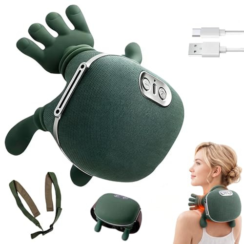 4D NackenmassagegeräT Kabellos, Massagegerät Nacken Schulter, 3 Massagegrade & 2 Temperaturstufen, NackenmassagegeräT Mit WäRme, für Zuhause, BüRo, Reisen, Entspannen Sie Muskeln, Lindern MüDigkeit