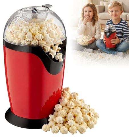 Machine A Pop Corn,1200W 220V Machine À Popcorn Électrique,Mini Machine À Pop-Corn,Machine A Pop-Corn A Air Chaud Pour Soirées Cinéma,Home Cinéma,Fêtes,Noir-Rouge,3 Minutes Rapide Et Facile