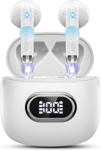 Auriculares Inalámbricos, Auriculares Bluetooth 5.4 HiFi, 42H con 4 HD Mic | Nuevo Cancelacion de Ruido ENC Cascos Inalambricos Bluetooth, Pantalla LED/IP7 Impermeable/USB-C, Audífonos para Android iOS