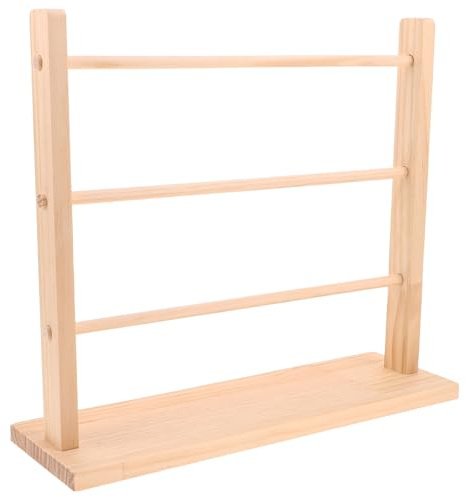 Kichvoe Bastelband Organizer aus Massivholz mit 3 Stöckigem Design Aufbewahrungsständer für Geschenkband und Armreife für Hobbyraum und Dekorationspräsentation