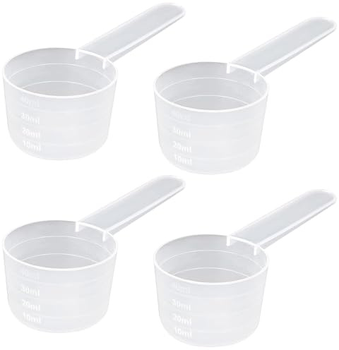 4-Pack 40ml Measuring Scoop Set, Cup Measurements for Baking, Plastic Portion Tool for Protein Powder and Dry Ingredients, Stackable, Dishwasher Safe