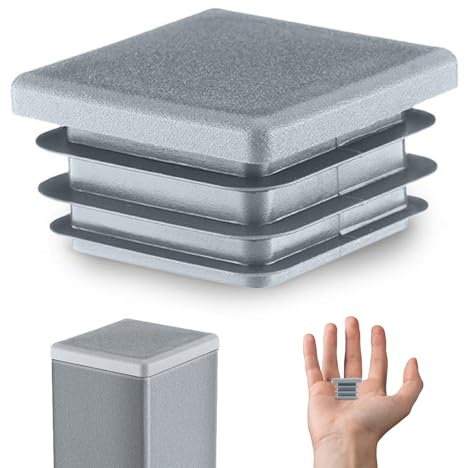 EMFA Lamellenstopfen 12x12 mm Grau für Vierkantrohre, 5 Stück | Rohrstopfen, Vierkantstopfen, Rohrabdeckung, PE-Kunststoff