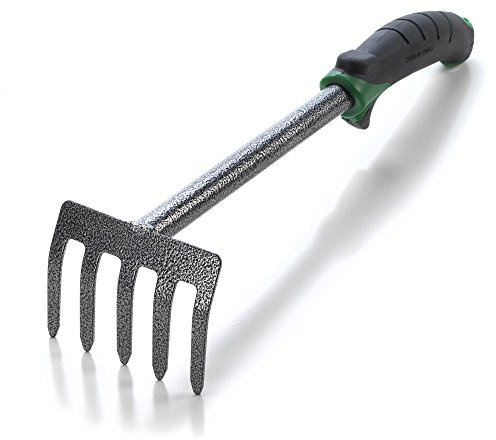 Edward Tools Hand Cultivator Mini Rake - ErgoGrip with Bend Proof Carbon Steel Design - Hand Tool loosens Soil, rips Out Weeds, Hand Tiller Garden Tool - Rust Proof Heavy Duty Tines and Shaft