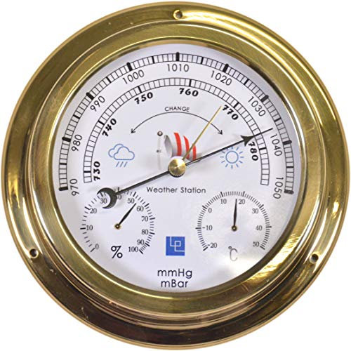 Maine Concept Weather Station - 6 (150mm) Brass Case Barometer with Thermometer & Hygrometer
