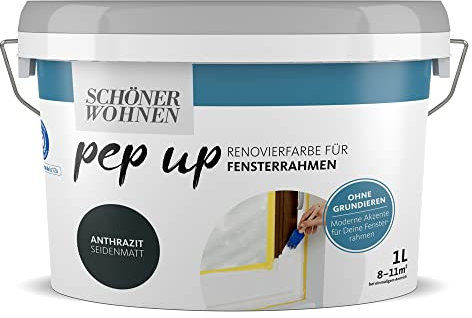 Pep up Renovierfarbe für Fensterrahmen Anthrazit seidenmatt 1l