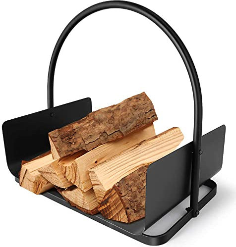Amagabeli Panier à bûches 45 x 30 x 43cm Porte-bûches de cheminée panier bois de chauffage panier porte buche cheminee Support À Bois De Chauffage Acier panier bois de cheminée Intérieur/extérieur