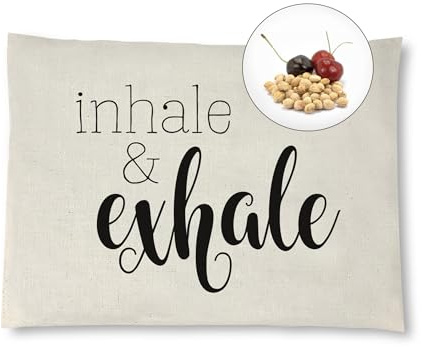 Reelax.me Kirschkernkissen, Körnerkissen für die Mikrowelle Inhale, Exhale – Yoga-Geschenk für Meditation und Achtsamkeit- Geschenkidee als Kühlkissen oder Wärmekissen