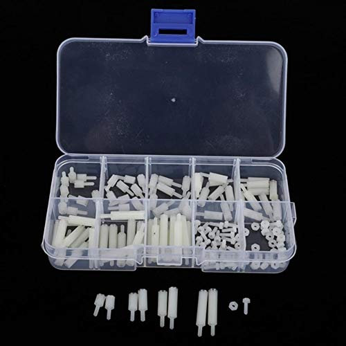 DUOER 140pcs M2 Nylon Pan Zylinderkopf Kreuzschraube Sechskantmutter Stecker-Buchse Standoff Sortiment Kit (Farbe : White)