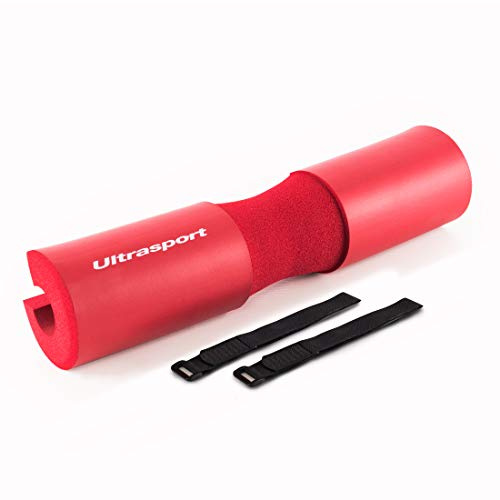 Ultrasport Nackenpolster, Langhantelpolster für den Nacken, für schmerzfreieres Krafttraining und gleichmäßigere Gewichtsverteilung, inkl. Fixierungsbändern, Rot