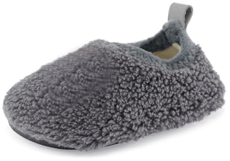 MK MATT KEELY Kids Boys Girls Sherpa Fleece Slippers 1-7 Years Lightweight Non-Slip House Shoes for Toddler