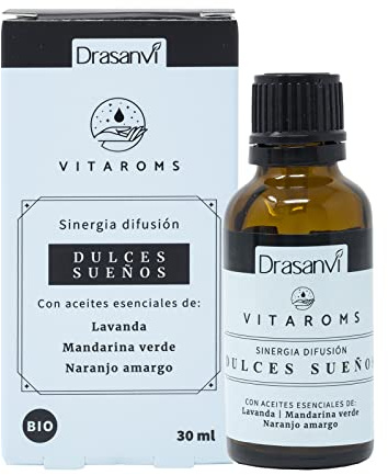 Drasanvi VITAROMS SINERGIA DE DIFUSIÓN DULCES SUEÑOS CERTIFICADO BIO - 100% de origen natural - Agradable sensación de bienestar - VEGANO - 30ml