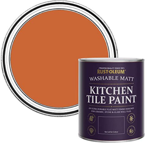 Rust-Oleum Orange water resistant Kitchen Tile Paint in Matt Finish - Tiger Tea 750ml