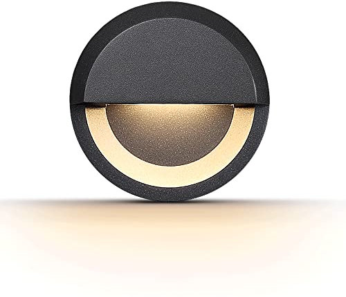 WAYEE Applique Murale Exterieur éclairage Mural D'éclairage Applique Murale Escalier Industrielle LED3W Anthracite Noire Rond