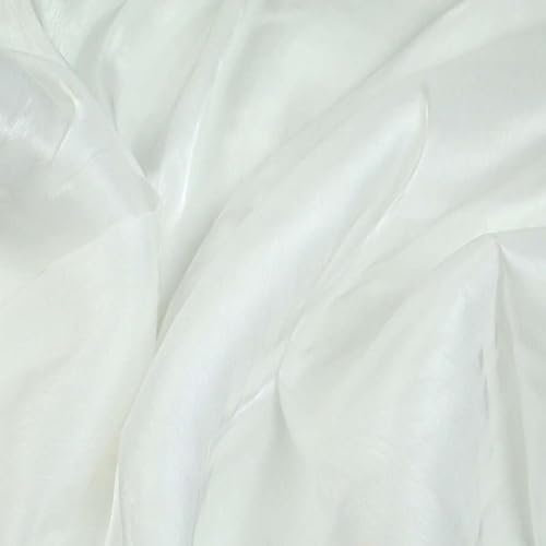 38 Colours - Soft Glazed Shimmer Sheer Woven Polyester Satin Organza Feel Fabric (1 Metre, Ivory 7975)