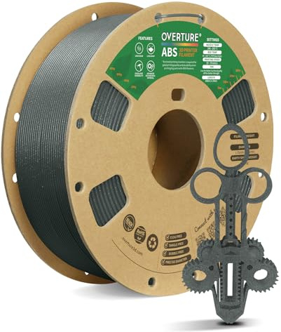OVERTURE ABS Filament 1.75mm Diamond grau 1kg Spule, Stabile | Hohe Festigkeit & Zähigkeit • Hervorragende Schlagfestigkeit und Hitzebeständigkeit • ±0,02 m • Für FDM-3D-Drucker