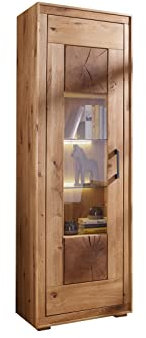 möbelando Vitrine WZ-0315 aus Wildeiche in Natur geölt. Abmessungen (BxHxT) 66x201x40 cm