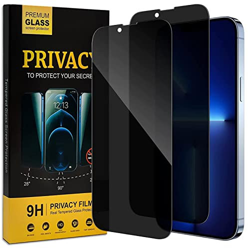 Verco Sichtschutz Full Screen Privacy Glas für iPhone 13 Pro Max Panzer Schutz Glas Folie Anti-Spy Schutzfolie, 2 Stück