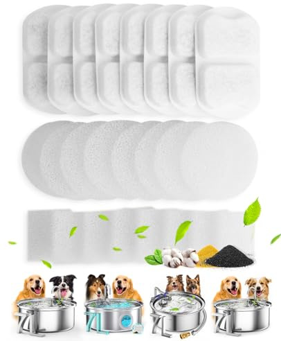 oneisall 8 Packung Ersatzfilter für 7L Hundebrunnen Trinkbrunnen Edelstahl, Wasserbrunnen für Katz, 3 Filtersystem