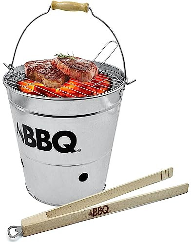 Holzkohlegrill, BBQ Grill +Zange Gartengrill 43x22 cm, Tischgrill Campinggrill für Outdoor Kochen, Camping und Picknick