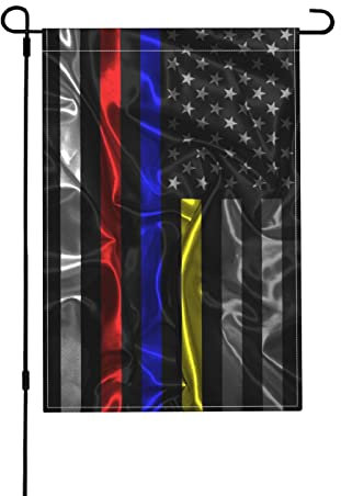 Seidenstil Vereinigte Staaten Dünne Linie Rot Blau Gelb Flagge Flaggen Wetterfeste Fahnen Premium Garten Flagge Für Feiertage Parade Draußen,70X102Cm