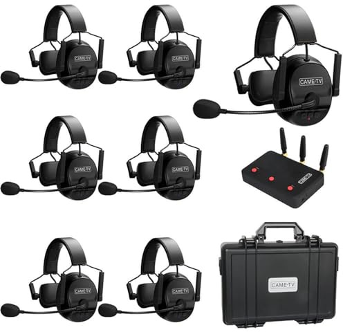 cametv Paquete de 7 Auriculares de intercomunicación inalámbricos KUMINIK8 Sistema de comunicación de intercomunicación dúplex Completo Distancia de hasta 1,500 pies con cancelación de Ruido