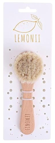 Ziegenhaarbürste, Gesichtsreinigungs- und Massagebürste, mit Griff, Abmessungen der Bürste: 15x5 cm, Borstenlänge: 2,5 cm - Natürliches Ziegenhaar, Buchenholz - Bürste für Babys und Erwachsene