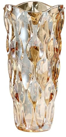 Duscdesp Vases en verre pour fleurs - 24cm de haut, grand vase en cristal ambré, décoration de la maison personnalisée, cadeaux de mariage