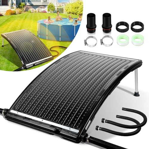 Ikodm Poolheizung Solar, Sonnenkollektor Pool 113 x 69 x 35cm Höhenverstellbar,Solarheizung 10000 L/H,32-40mm Anschluss Solar Poolheizung Erweiterbar,Solaranlage für Warmwasser Gartendusche Pool