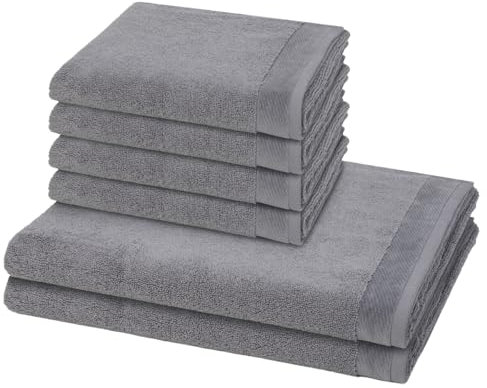Möve - 6 teiliges Frottier-Set - Premium (4 X Handtuch 2 X Duschtuch im Set) - 550 g/m2 - Baumwolle - Walkfrottee - saugstark - weich und flauschig - Stone