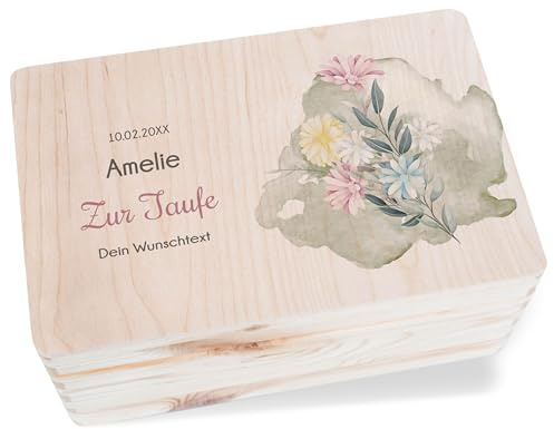 Shirtracer Erinnerungsbox Baby personalisiert Taufe Blumen