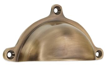 Infinity Decor Mezza luna Cottage Cup Pull in ottone anticato 100 mm – Maniglia in ottone massiccio per armadio da cucina, credenza, cassettiera, porta